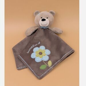Sweetheart Teddy Bear Lovey Security Blanket Brown Flower Embroidered Nursery